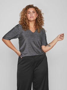 Vispicy V-Neck Puff 2/4 Top/Cur Curve Tops