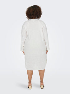 CARTOKYO L/S LINEN BLEND DRESS CUR