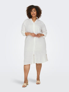 CARTOKYO L/S LINEN BLEND DRESS CUR