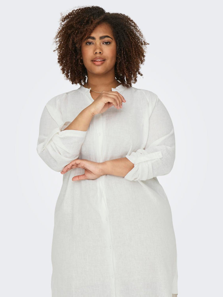 CARTOKYO L/S LINEN BLEND DRESS CUR