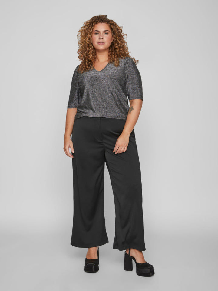 Vispicy V-Neck Puff 2/4 Top/Cur Curve Tops