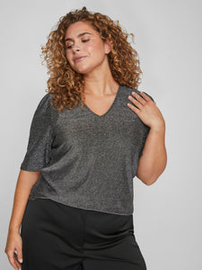 Vispicy V-Neck Puff 2/4 Top/Cur Curve Tops