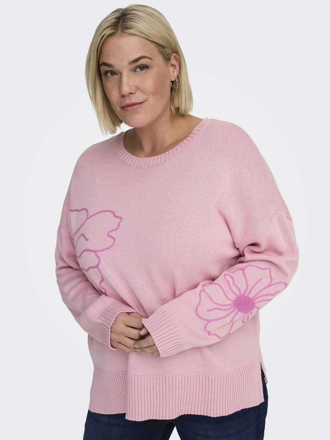 CARPETRA LS FLOWER EMB O-NECK CUR