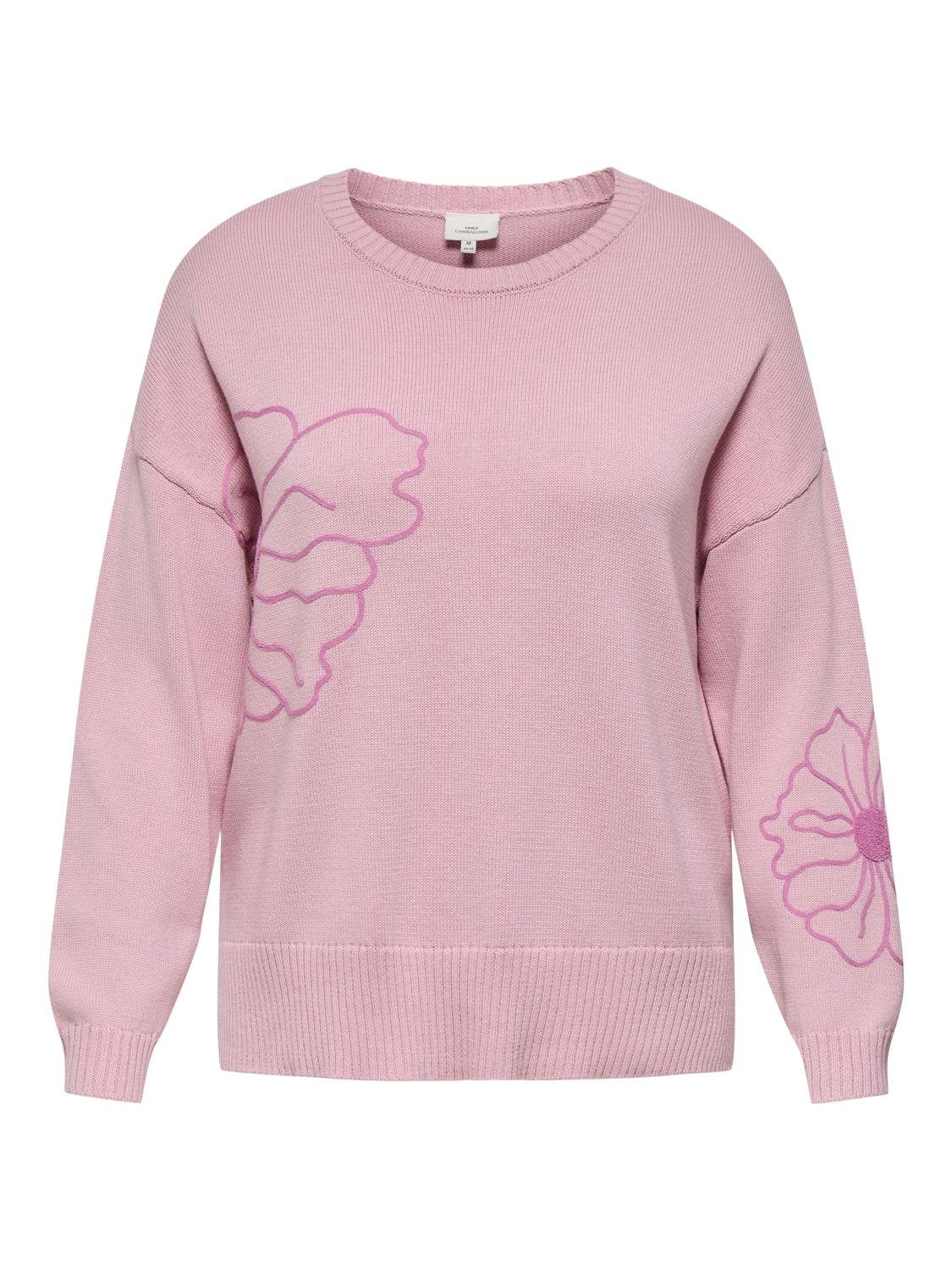 CARPETRA LS FLOWER EMB O-NECK CUR