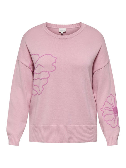 CARPETRA LS FLOWER EMB O-NECK CUR
