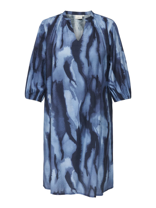 CARTEMPI 3/4 V-NECK DRESS AOP CUR