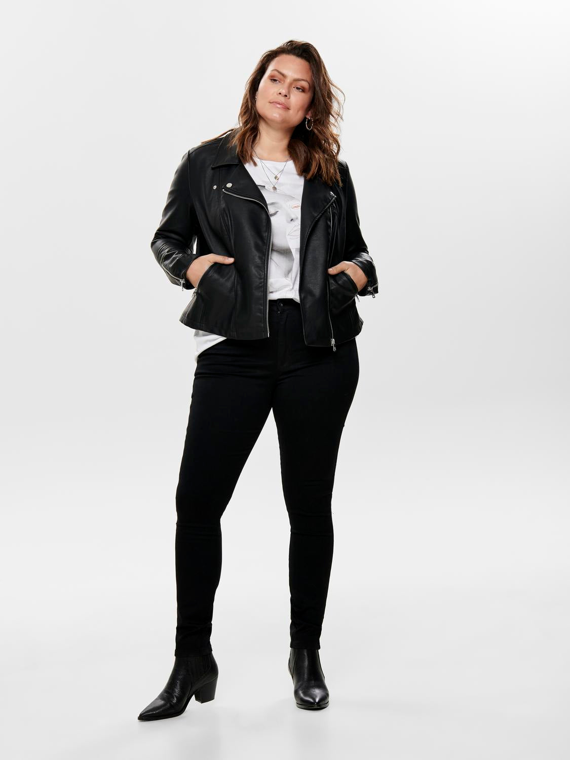 ONLY Carmakoma NOS Caremmy Faux Leather Biker Noos Ladies Jacket ONLY Carmakoma NOS Caremmy Faux Leather Biker Noos Ladies Jacket