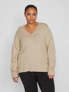 VIRIL V-NECK L/S KNIT TOP/CUR - NOOS