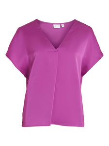 Viellette V-Neck S/S Satin Top - Noos Tops