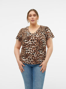 Vmceasy Joy V-Neck Ss Blouse Wvn Ga Cur Curve Tops