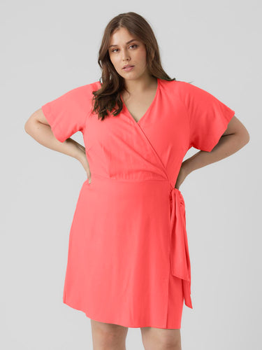 Vmcmymilo Ss Wide Wrap Short Dress Cur Curve Jurken En Jumpsuits