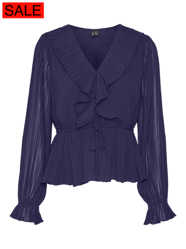 Vmdora L/S Frill Pleat Top Wvn Exp Tops