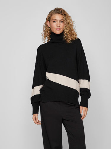 VIRIL L/S HIGH FUNNEL NECK KNIT TOP