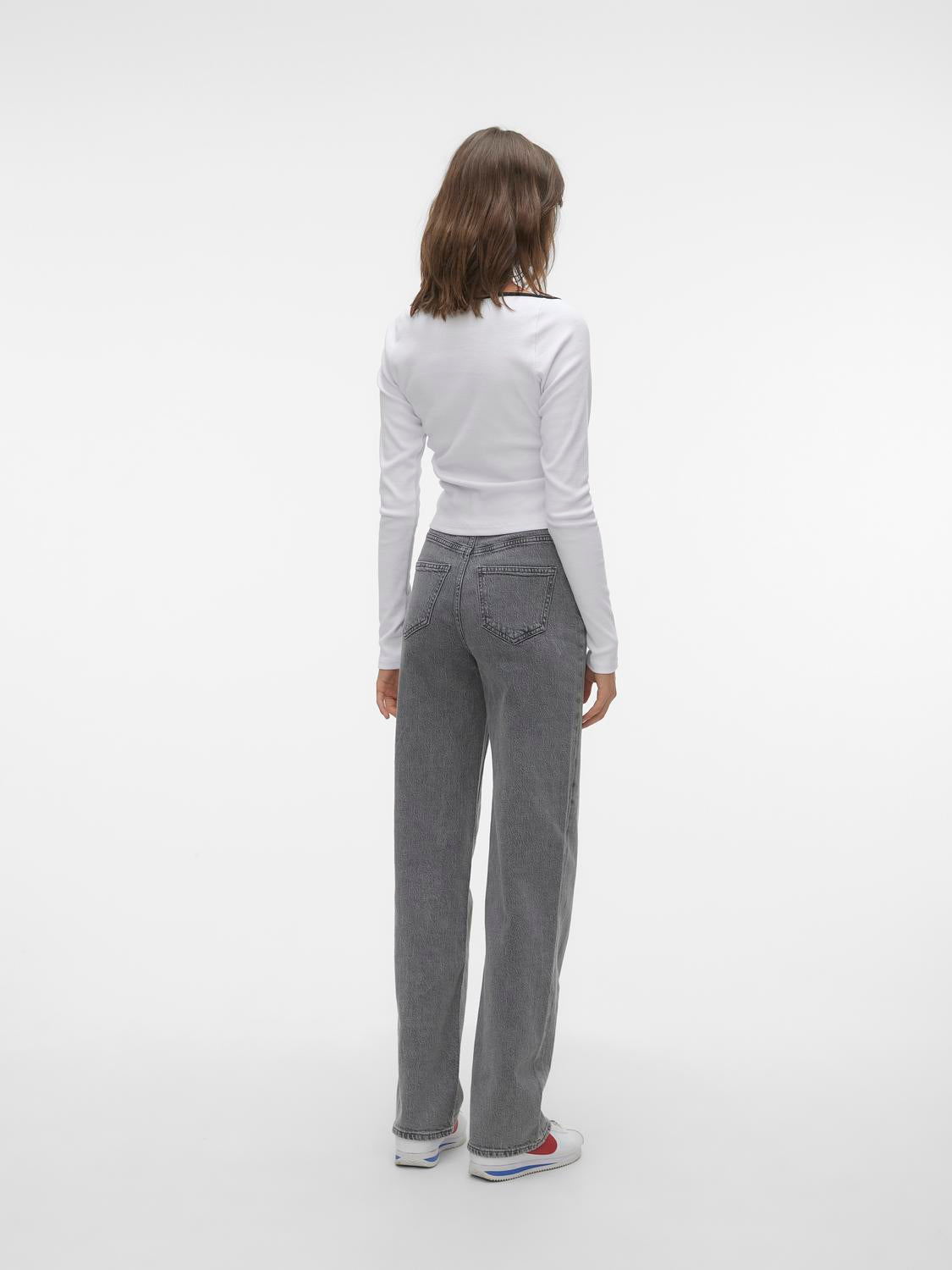 VERO MODA VMTESSA HR Wide Jeans RHINES RA207 GA, Medium Grey Denim/Detail: strassteentjes, 29W / 30L VERO MODA VMTESSA HR Wide Jeans RHINES RA207 GA, Medium Grey Denim/Detail: strassteentjes, 29W / 30L