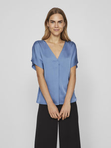 Viellette V-Neck S/S Satin Top - Noos Tops