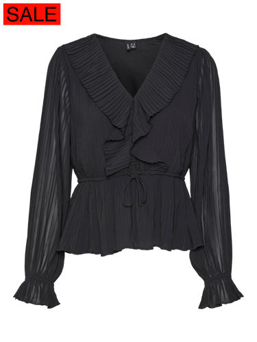 Vmdora L/S Frill Pleat Top Wvn Exp Tops