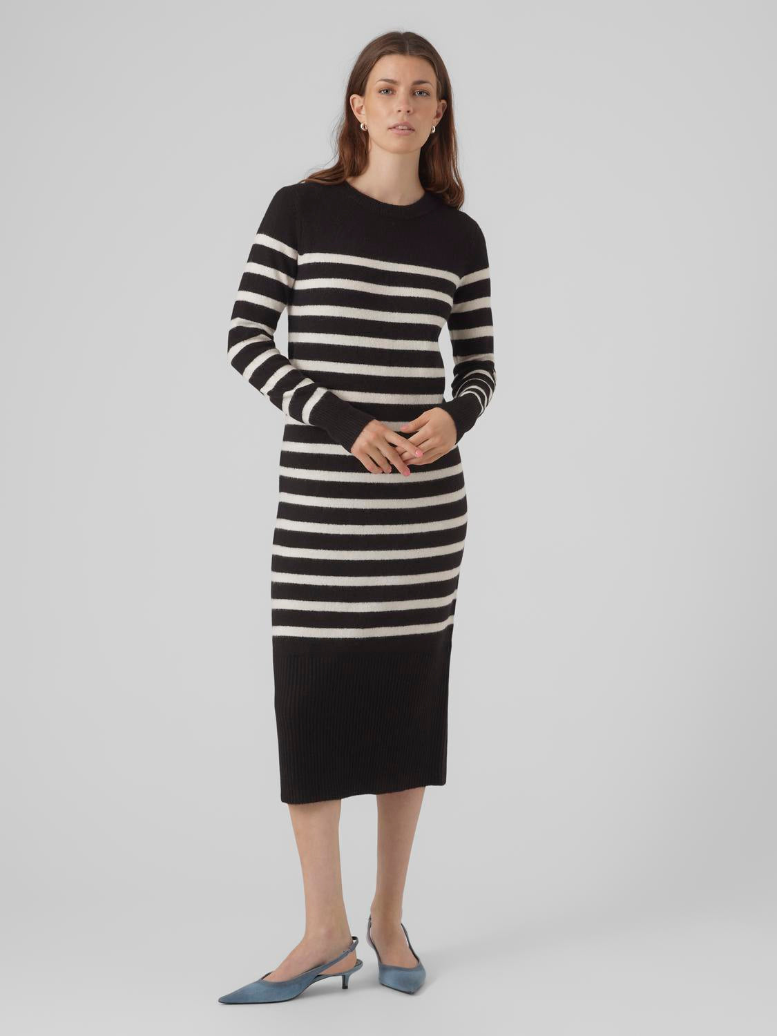 Vmplaza Ls O-Neck Calf Dress Ga Boo Jurken