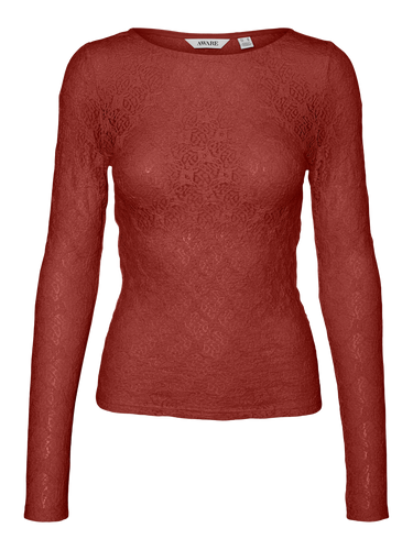VMLIZZO LS BOAT NECK LACE TOP