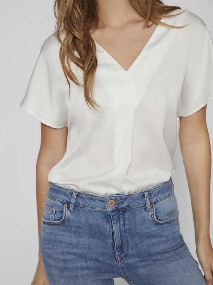 Viellette V-Neck S/S Satin Top - Noos Tops