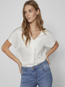 Viellette V-Neck S/S Satin Top - Noos Tops